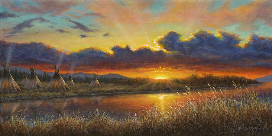 Sunset Over Sacred Land Painting by Kim Lockman