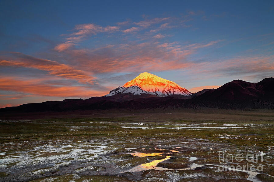 Sunset Over Sajama Volcano Bolivia Photograph by James Brunker