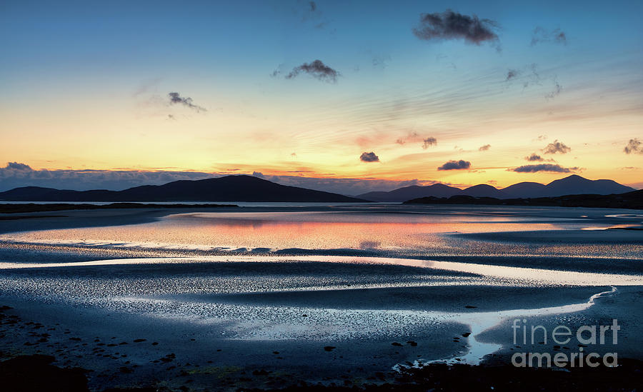Sunset over Seilebost Beach Isle of Harris Scotland Panoramic Photograph by Tim Gainey