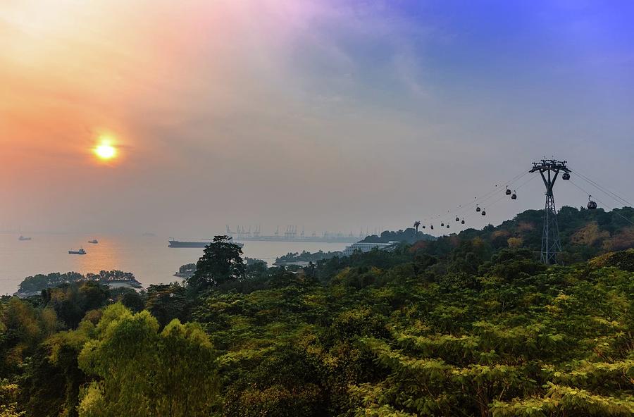 Sunset Over Sentosa Island And The Singapore Strait Photograph By Shawn