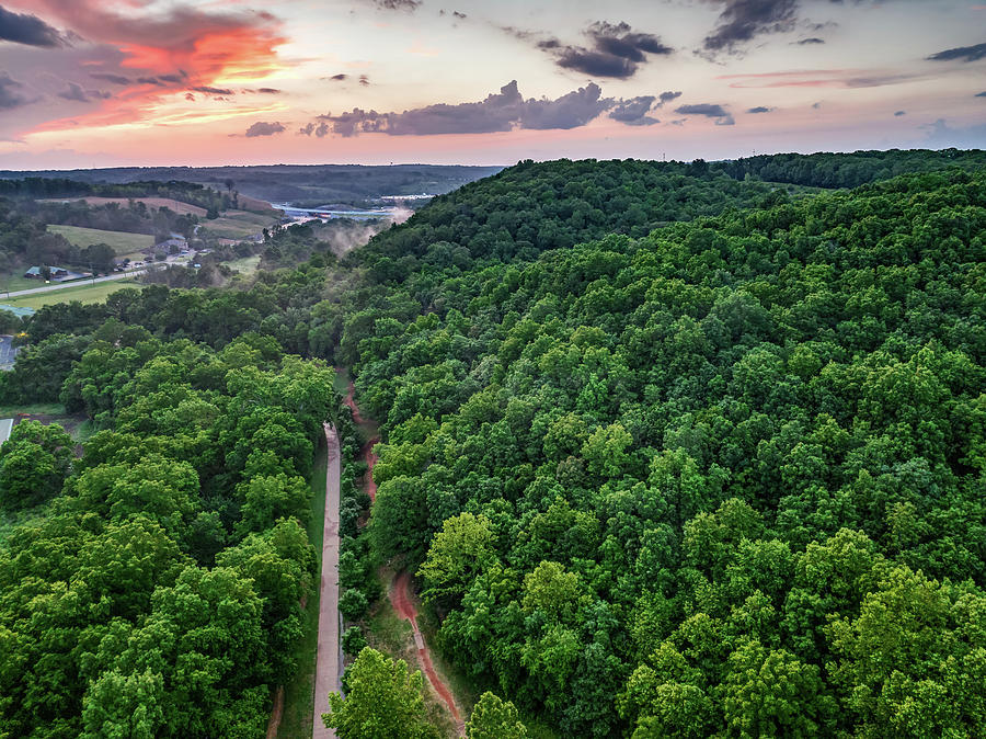 Sunset Over Slaughter Pen Trails In The Ozark Mountains Northwest