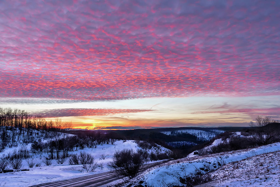 Sunset Over Snow Covered Pennsylvania Landscape Photograph by Leah ...