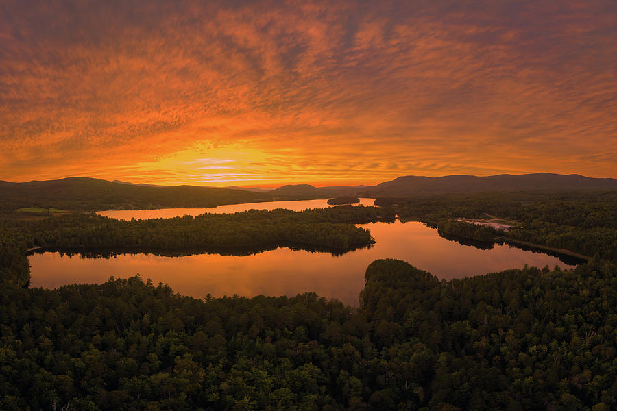Sunset Over Spectacle And Island Ponds Standard Format- Brighton, VT - September 2023 Photograph by John Rowe