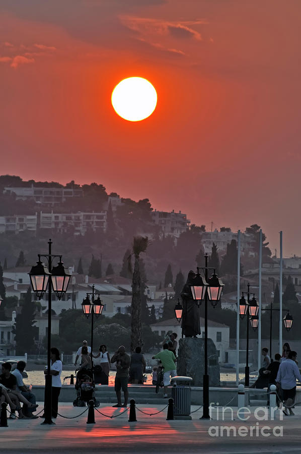 Sunset over Spetses town Photograph by George Atsametakis