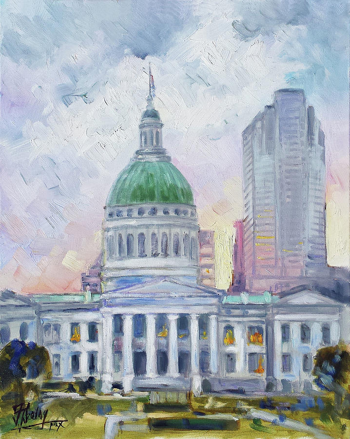 Sunset over St.Louis Courthouse Painting by Irek Szelag