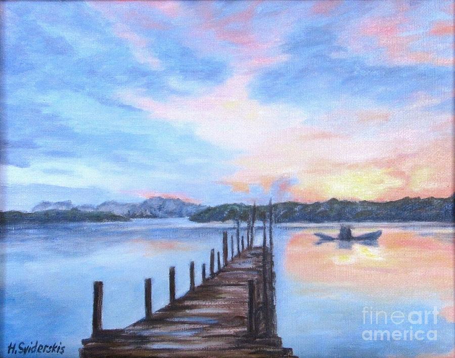 Sunset Over The Bay Painting