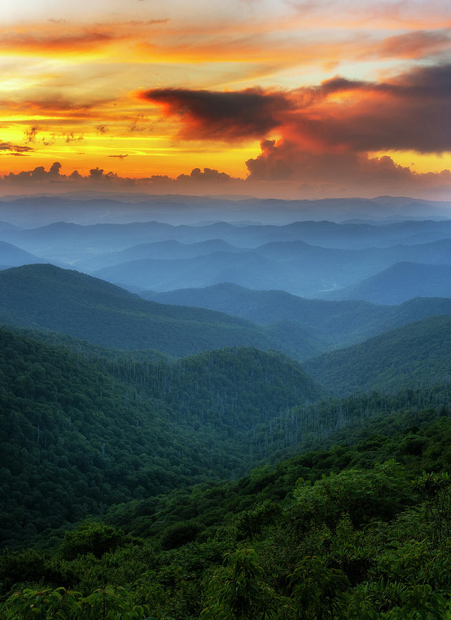 Sunset Over The Blue Ridge Mountains Vertical Photograph by Mark Papke