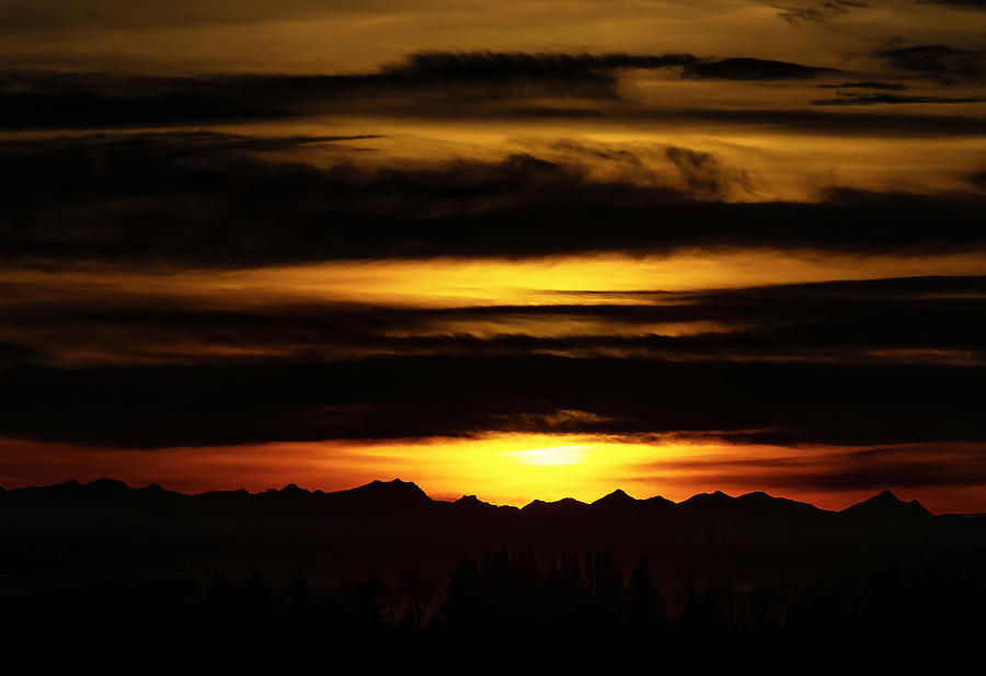 Mountain Photograph - Sunset Over the Canadian Rockies by Phil And Karen Rispin