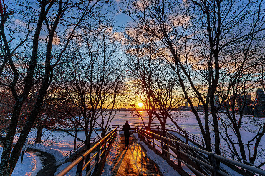 Sunset over the Charles River Photograph by Robert Davis