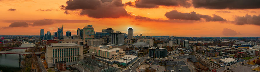 Sunset Over the Cityscape in Nashville Photograph by Marcus Jones