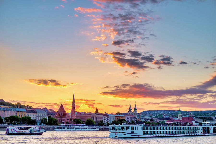Sunset over the Danube river Photograph by Fabrizio Troiani