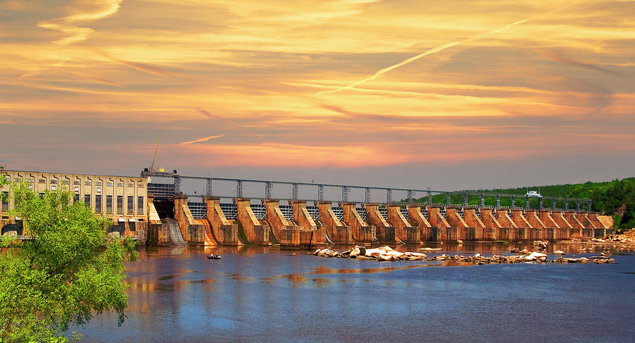 Sunset over the Great Falls SC Dam Photograph by Bob Pardue