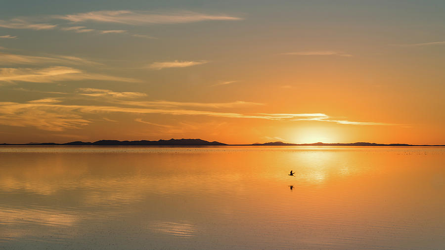 Sunset over the Great Salt Lake at Antelope Island State Park Photograph by Travel Quest Photography