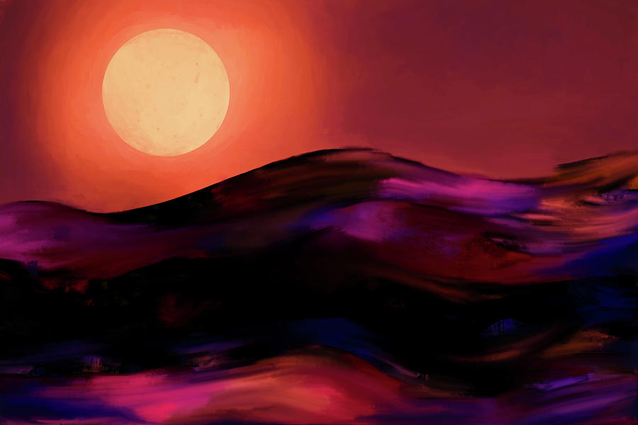 Sunset Over the Hills Digital Art by Peggy Collins