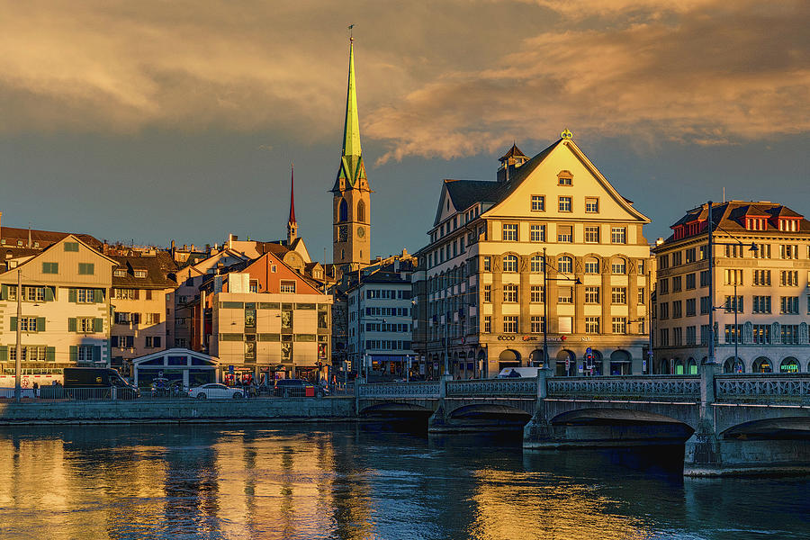 Sunset Over The Limmat Photograph by Chris Lord