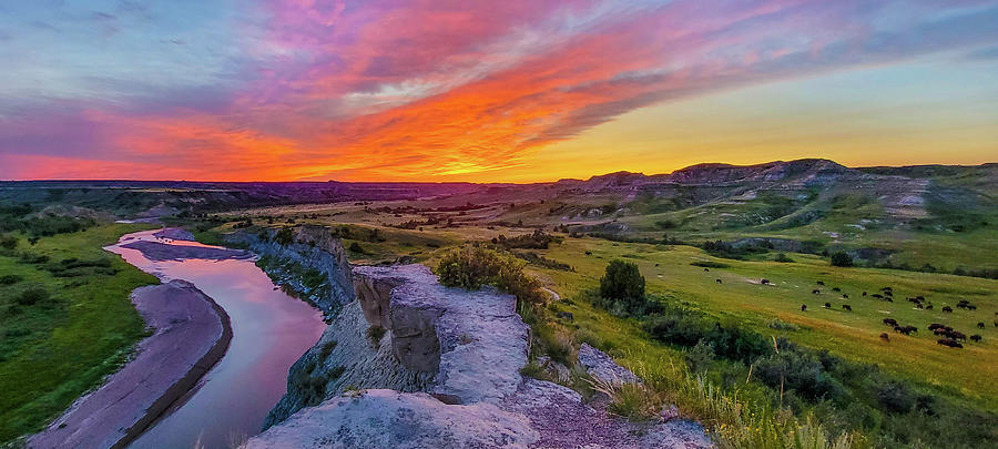 Sunset Over The Little Missouri River Photograph