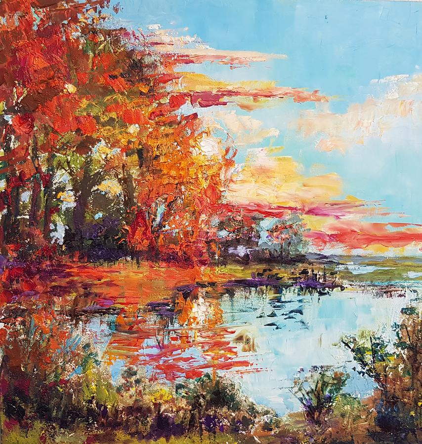  Sunset over the Marshes Painting by Angelina Whittaker Cook