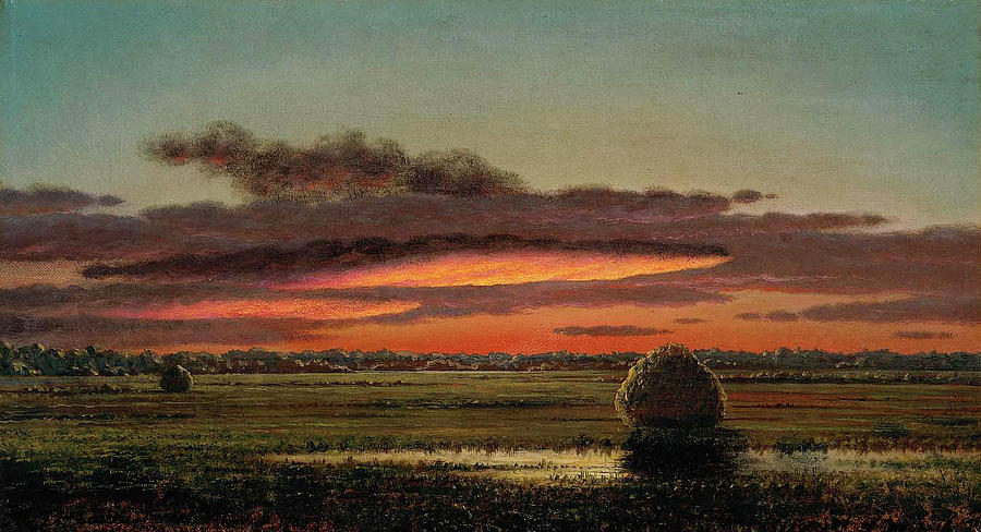 Sunset over the Marshes Painting by Martin Johnson Heade