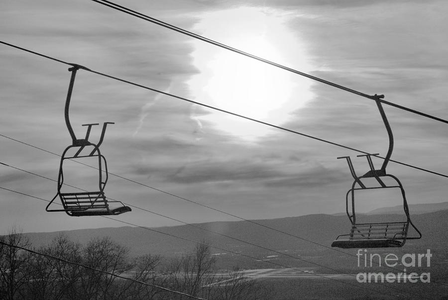 Sunset Over The Montage Chairlift Black And White Photograph by Adam Jewell