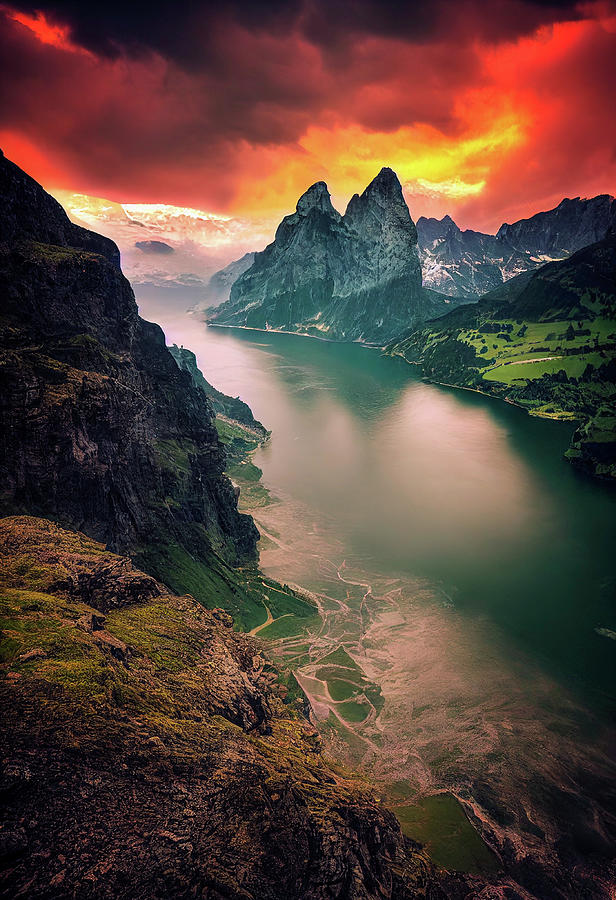 Sunset over the Mountains Digital Art by Billy Bateman