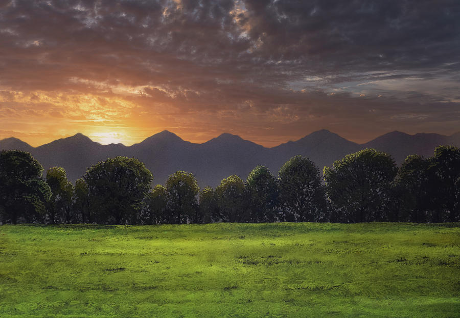 Sunset Over The Mountains Digital Art by Frank Wilson