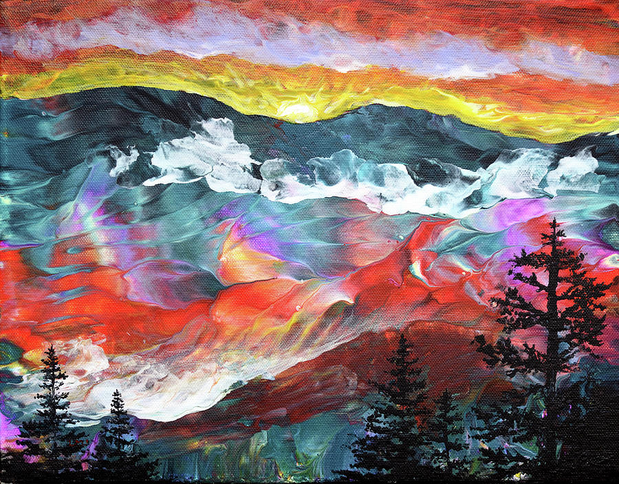 Sunset Over the Mountains Painting by Laura Iverson