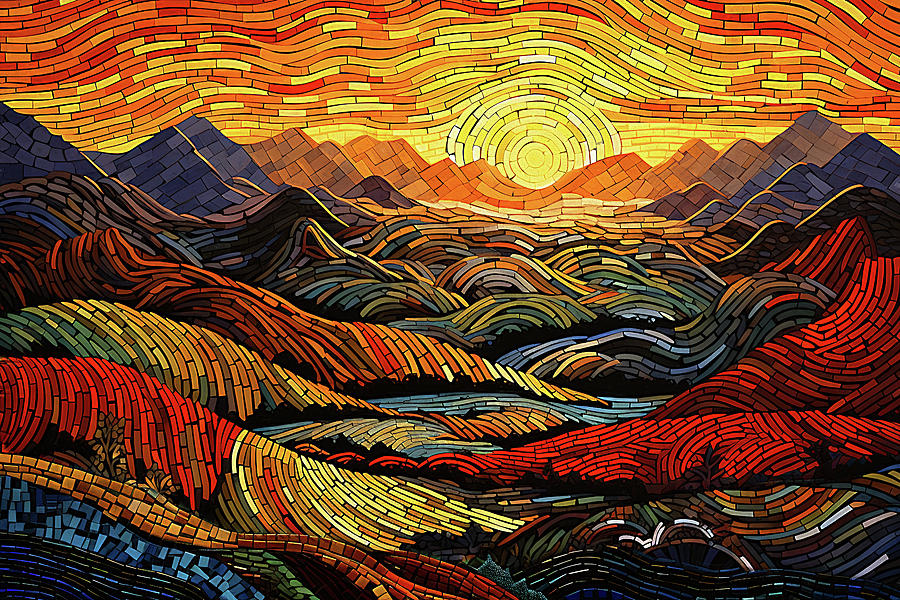 Sunset Over the Mountains Digital Art by Peggy Collins