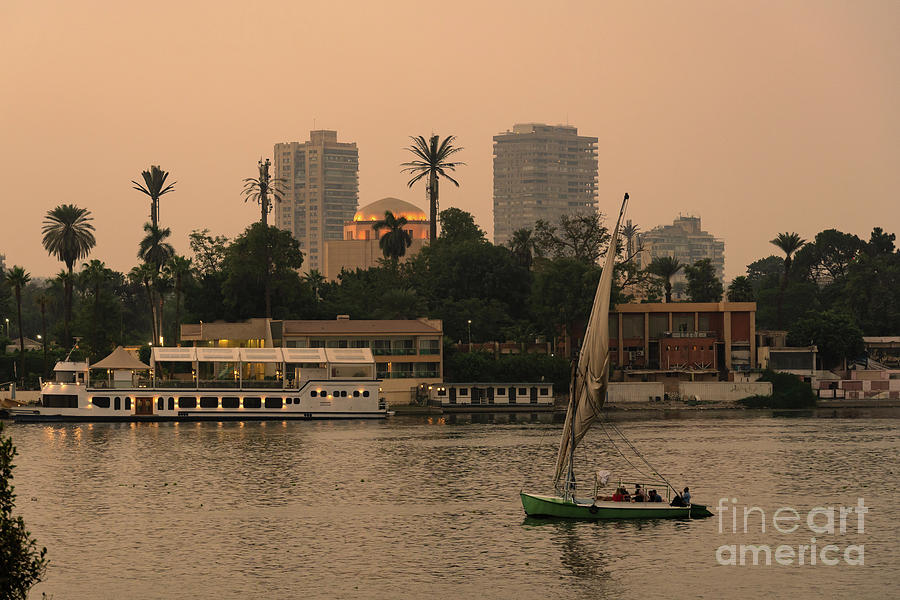 Sunset over the Nile River in Cairo in Egypt Photograph by Didier Marti