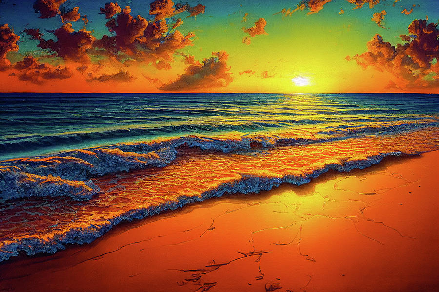 Sunset over the Ocean Digital Art by Billy Bateman