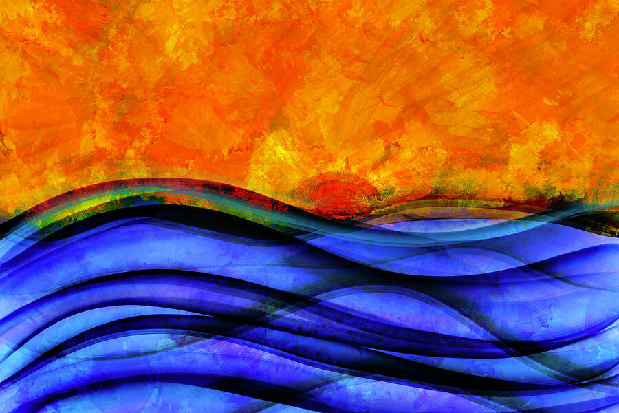 Sunset Over the Ocean Digital Art by Peggy Collins