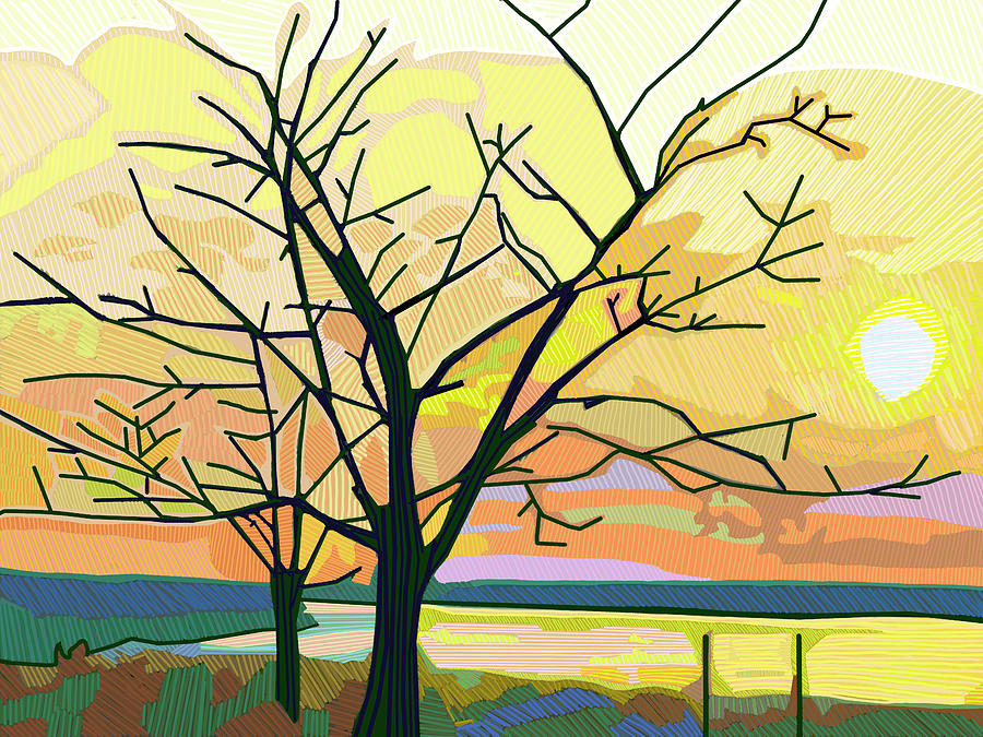 Sunset Over The Potomac Painting by Rod Whyte