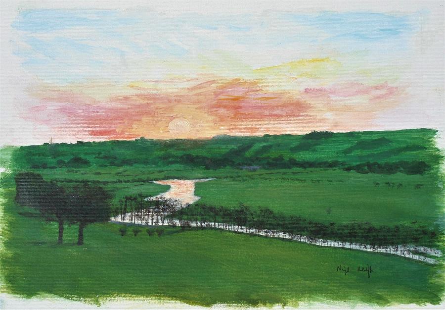 Sunset over the River Lune Painting by Nigel Radcliffe