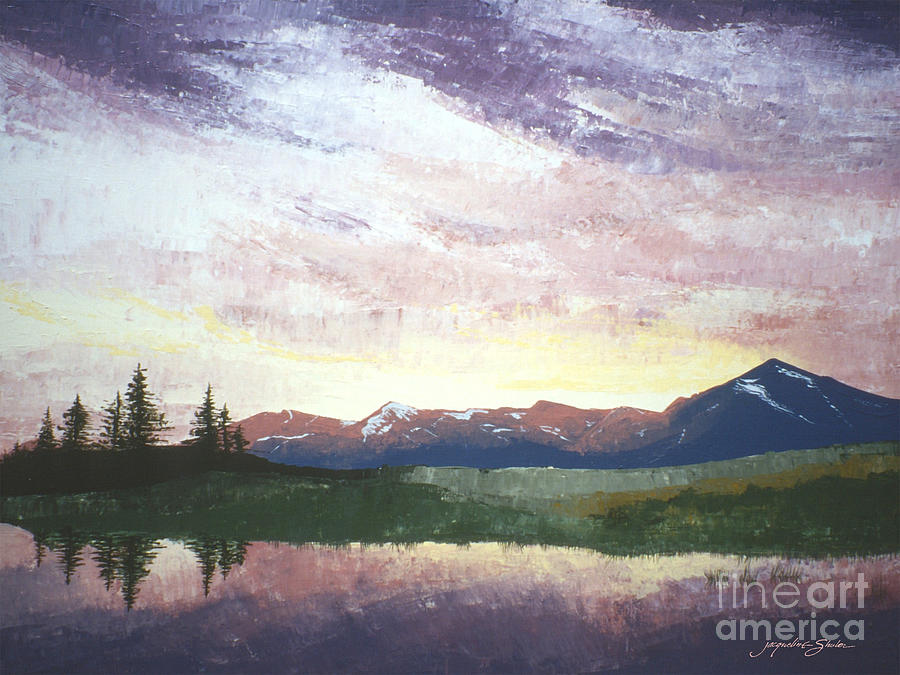 Sunset Over the Rockies Painting by Jacqueline Shuler