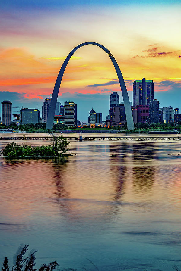 Saint Louis Photograph - Sunset Over the Saint Louis Skyline and Gateway Arch by Gregory Ballos