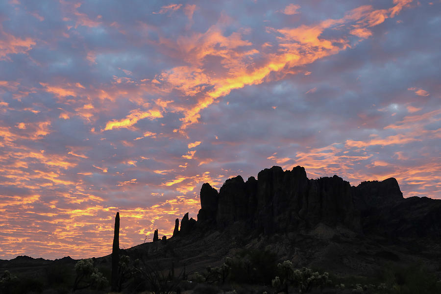 Sunset over the Superstition Mountains 2 Photograph by Dawn Richards