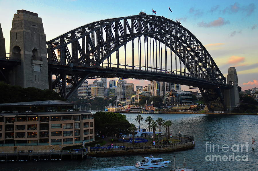 Sunset over the Sydney Harbor Bridge Photograph by Diana Mary Sharpton