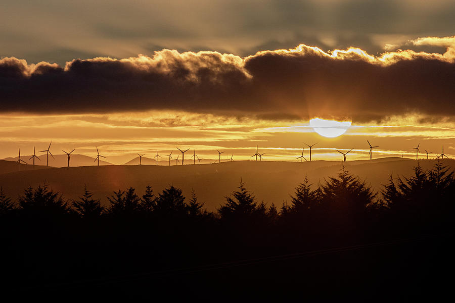 Sunset over the Wind Farm, Letterkenny, Donegal Photograph by John Soffe