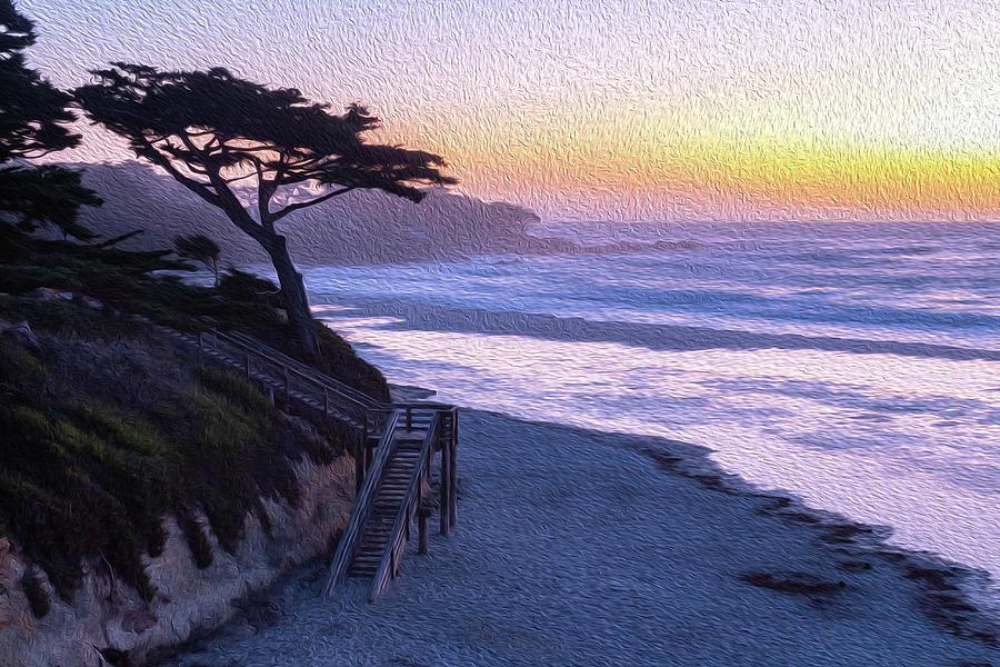 Sunset Painting at Carmel Beach Photograph by Robert Carter