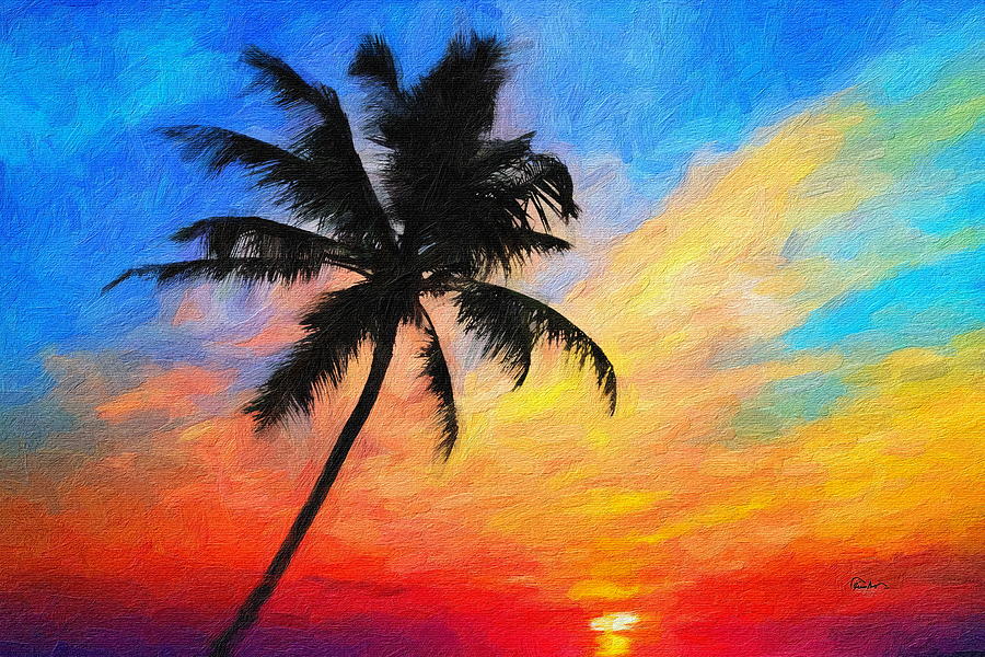 Sunset Palm Digital Art by Russ Harris
