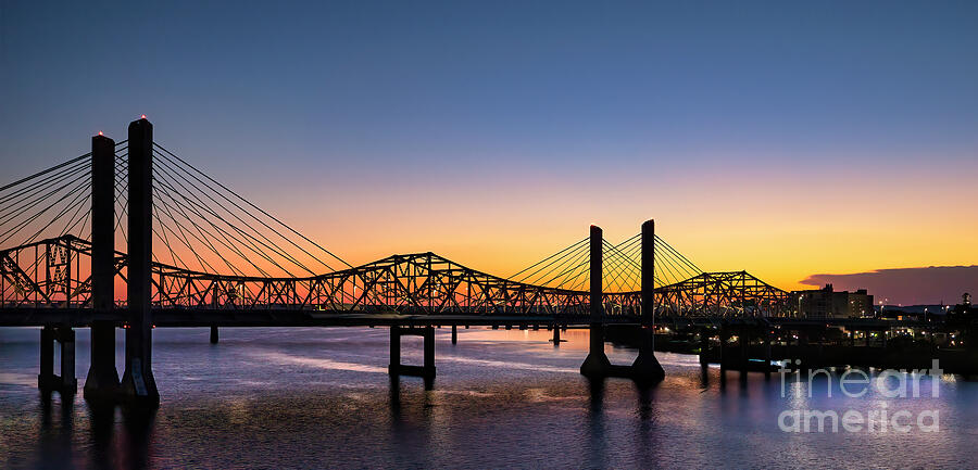 Sunset Panorama of Lincoln Bridge at Louisville, Kentucky Photograph by Shelia Hunt