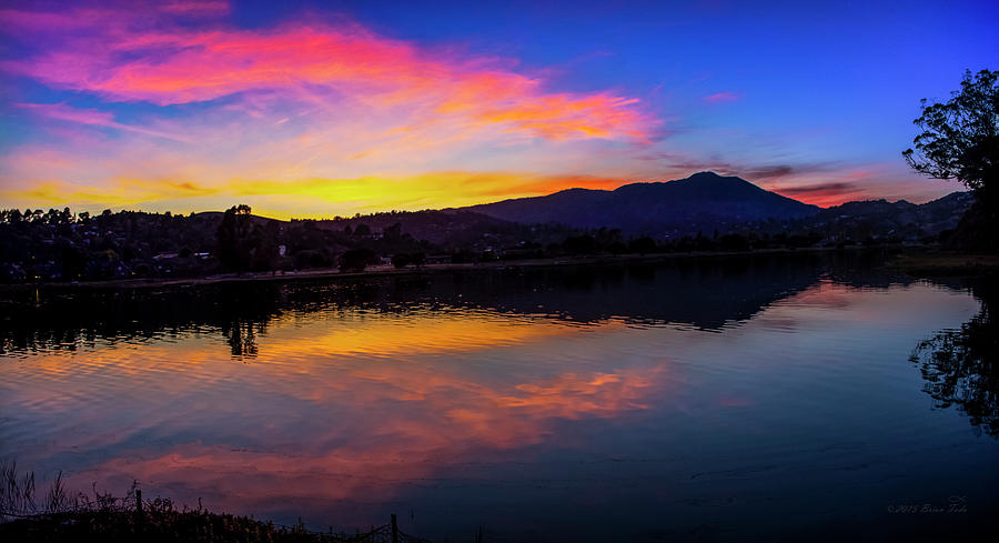 Sunset Panorama of Mt. Tam and Richardson Bay Photograph by Brian Tada