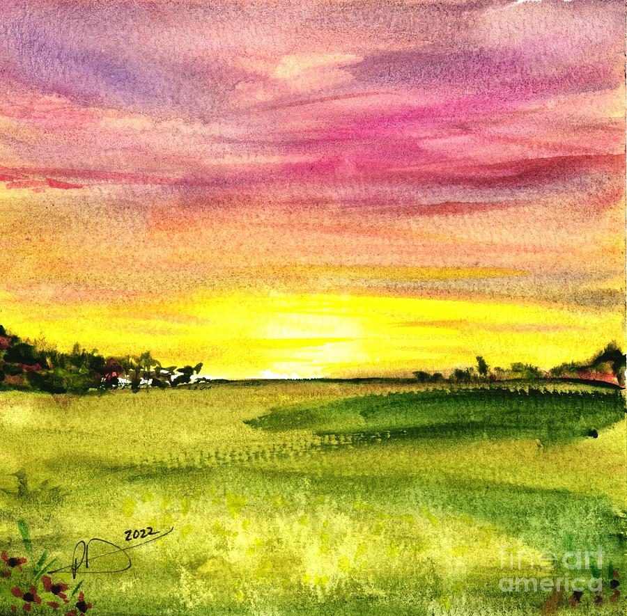 Sunset Painting by Patti Powers
