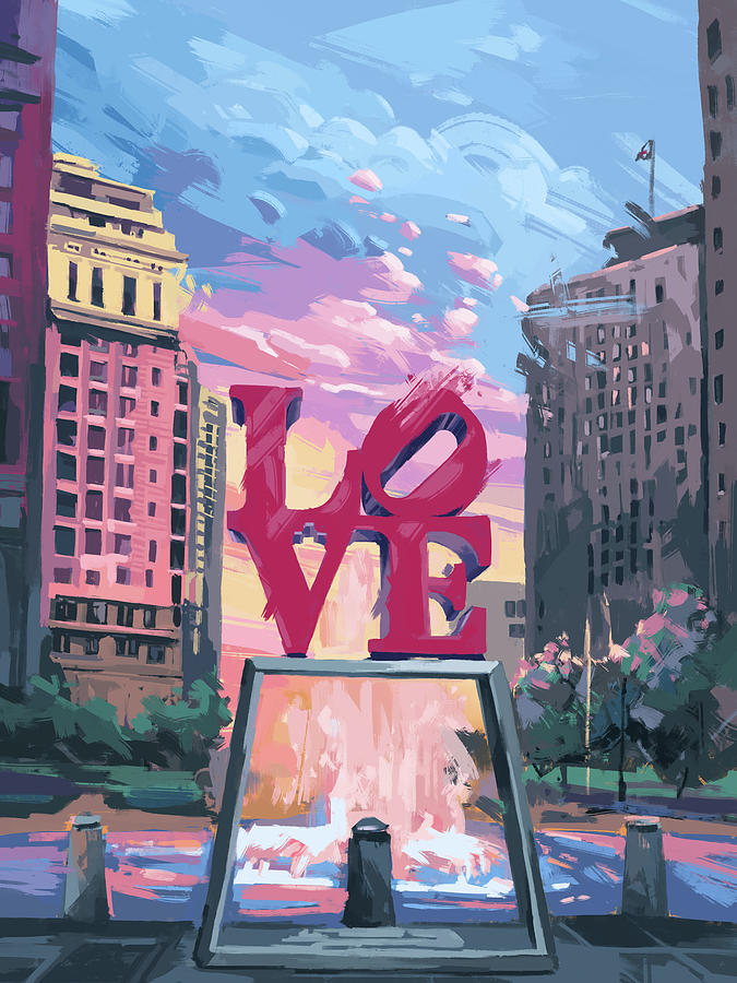 Philadelphia Digital Art - Sunset Philly Love by Bekim M