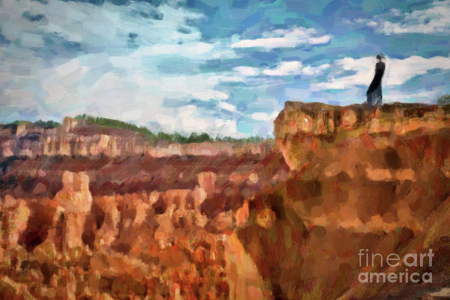 Sunset point at Bryce canyon Painting by Delphimages Photo Creations