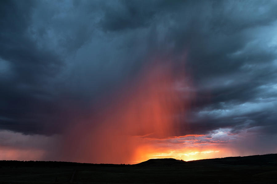 Sunset Rain Over Little Mesa Photograph by Denise Bush