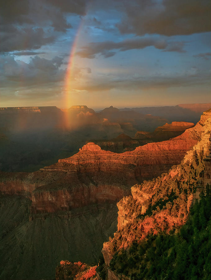 Sunset Rainbow At The Grand Canyon Three Photograph by Mo Barton
