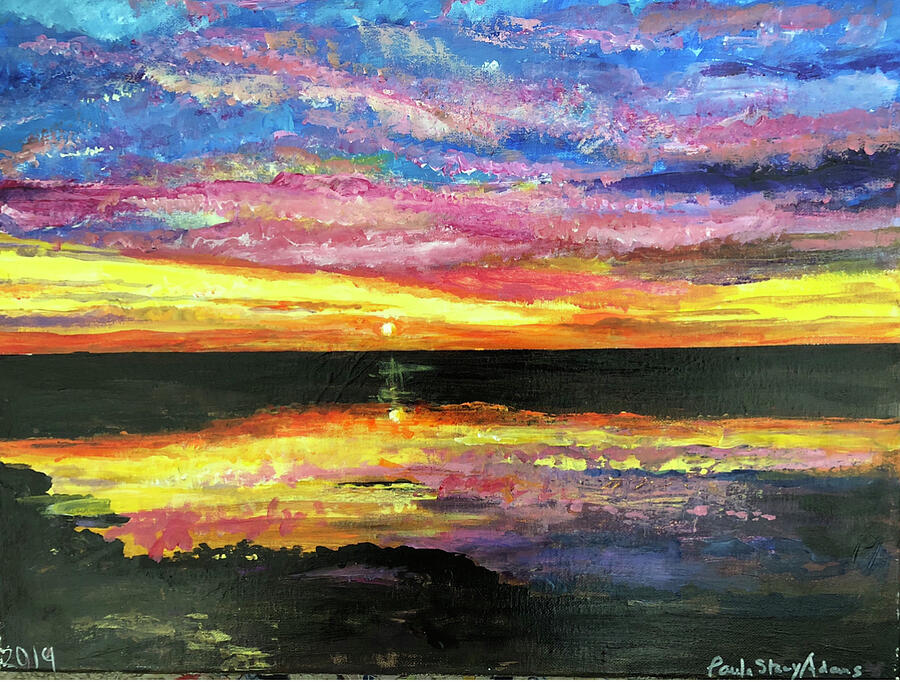 Sunset Painting - Sunset Reflection  by Paula Stacy Adams