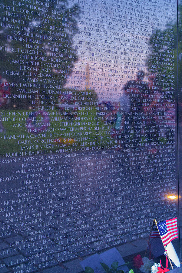 Sunset reflection Vietnam Memorial Wall Photograph by Scott McGuire