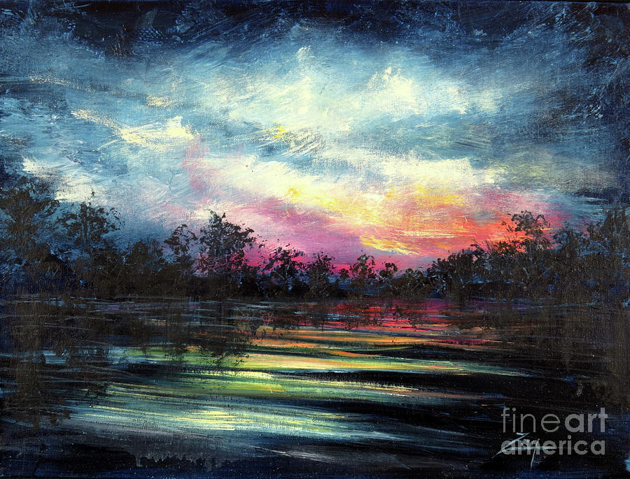 Sunset Reflection Painting by Zan Savage