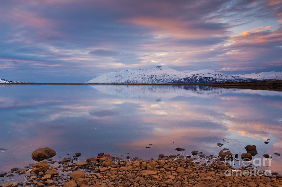 Sunset reflections at Hjalteyri, Eyjafjordur, Iceland Photograph by Neale And Judith Clark